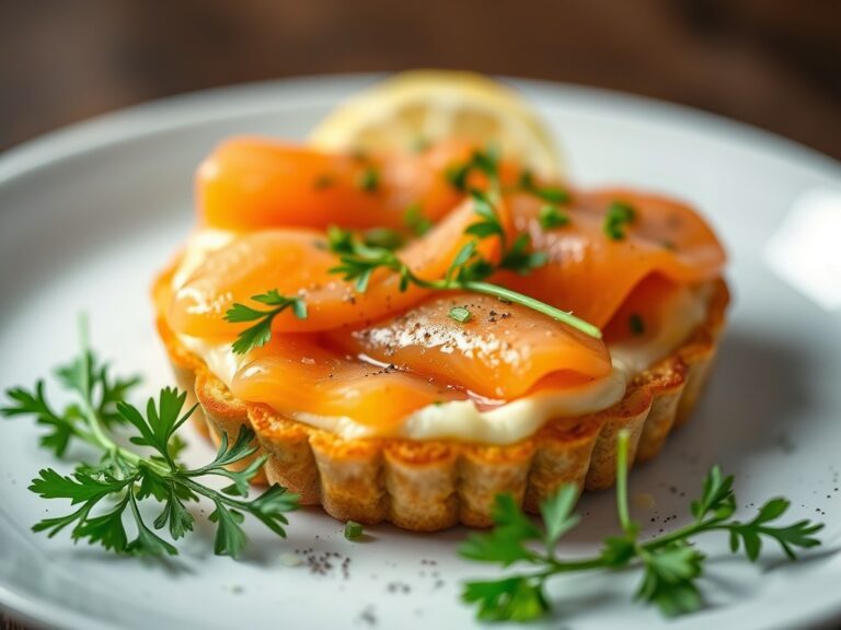 Zalmtartaar met gerookte zalm, kruiden, kappertjes