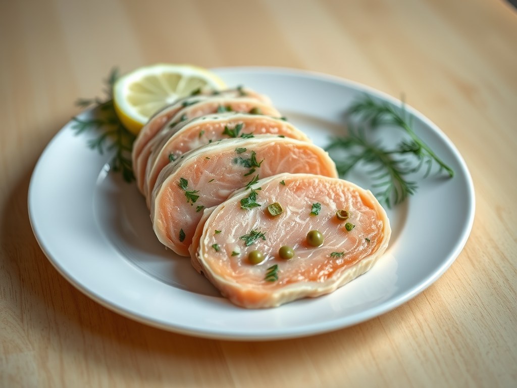Zalmterrine, AI-gegenereerde illustratie