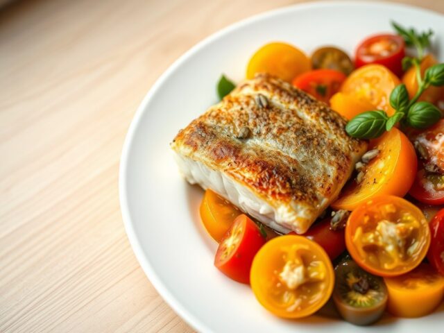 Zeebaars met gekruide Tomaten