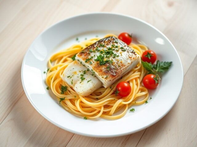 Zeebaars met gremolata en tagliatelle
