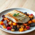 Zeebaars met ratatouille van rode biet