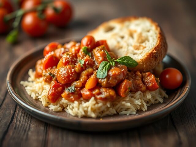 Zeebarbeel met tomatentapenade — AI-gegenereerde illustratie