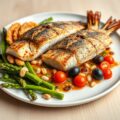 Zeebarbeel met vinaigrette italienne en tempura van groene asperges