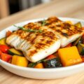 Zeeduivel met een ratatouille van aubergine, courgette en paprika