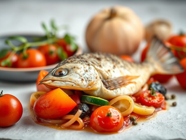 Zeeduivel met tomaten