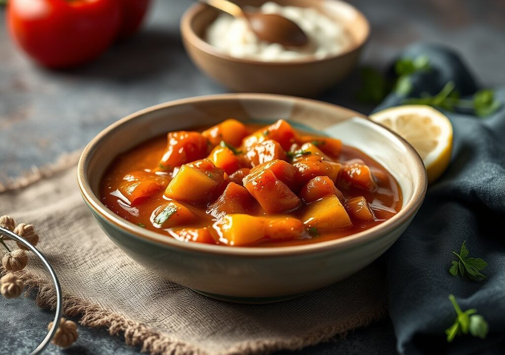 Zeer pittige Caribische Saus, AI-gegenereerde illustratie