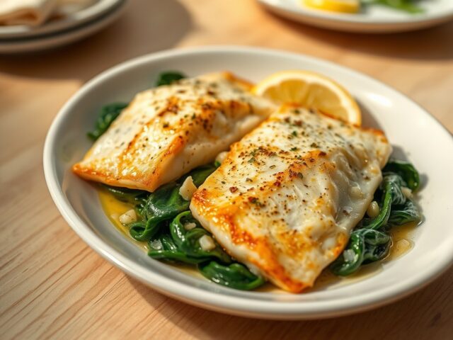 Zeetongfilets met spinazie
