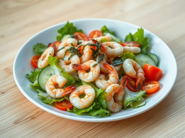 Zeeuwsesalade met zeeuwse garnalen en gegrilde scampie’s met zeewierdressing