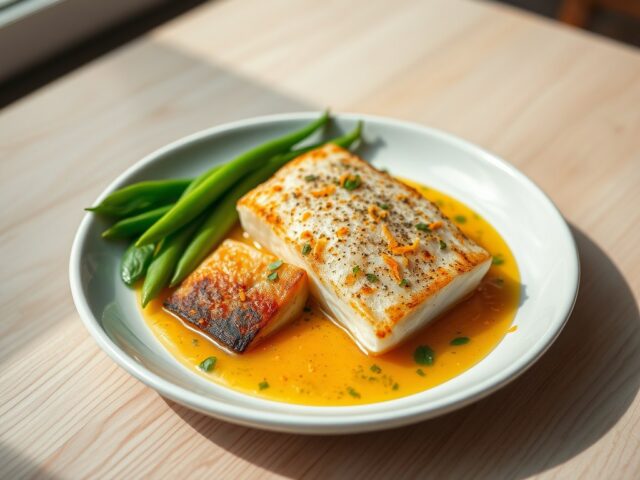Zeewolf met peultjes en citrus-basilicumsaus