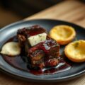 Zesrib met gorgonzola en aardappelblini’s