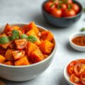 Zoete aardappelen met tomaat