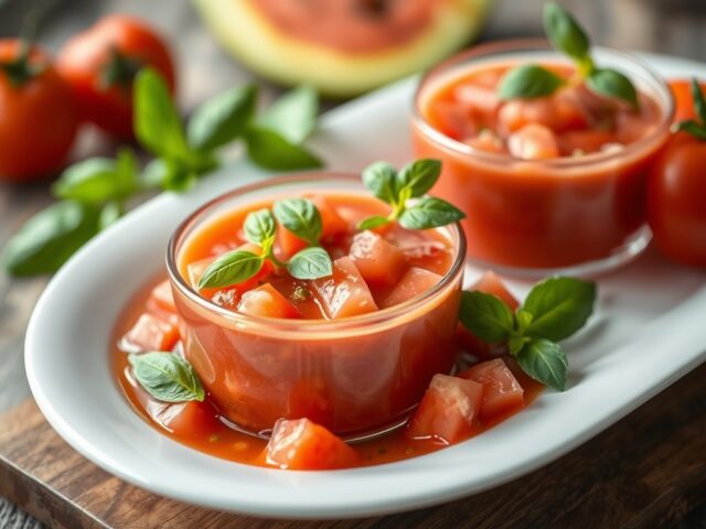Zoete gazpacho met watermeloen — AI-gegenereerde illustratie