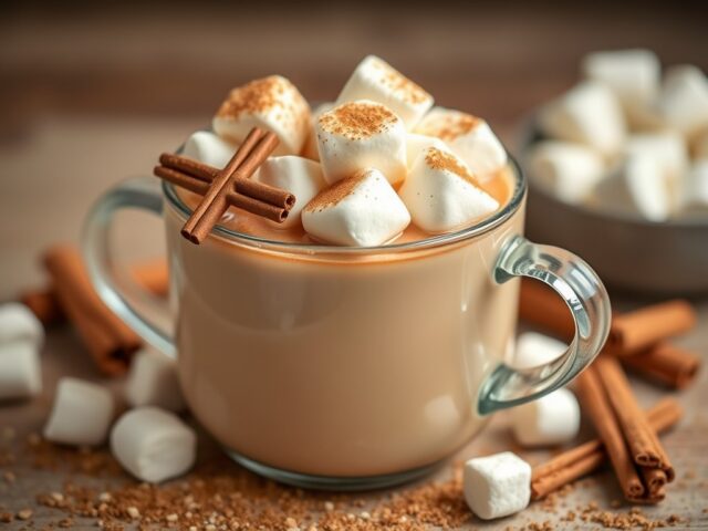 Zoete koffie met marshmallowsschuim — AI-gegenereerde illustratie