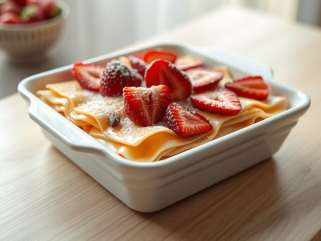 Zoete lasagne met aardbeien
