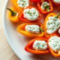 Zoete pepers met bieslookroomkaas