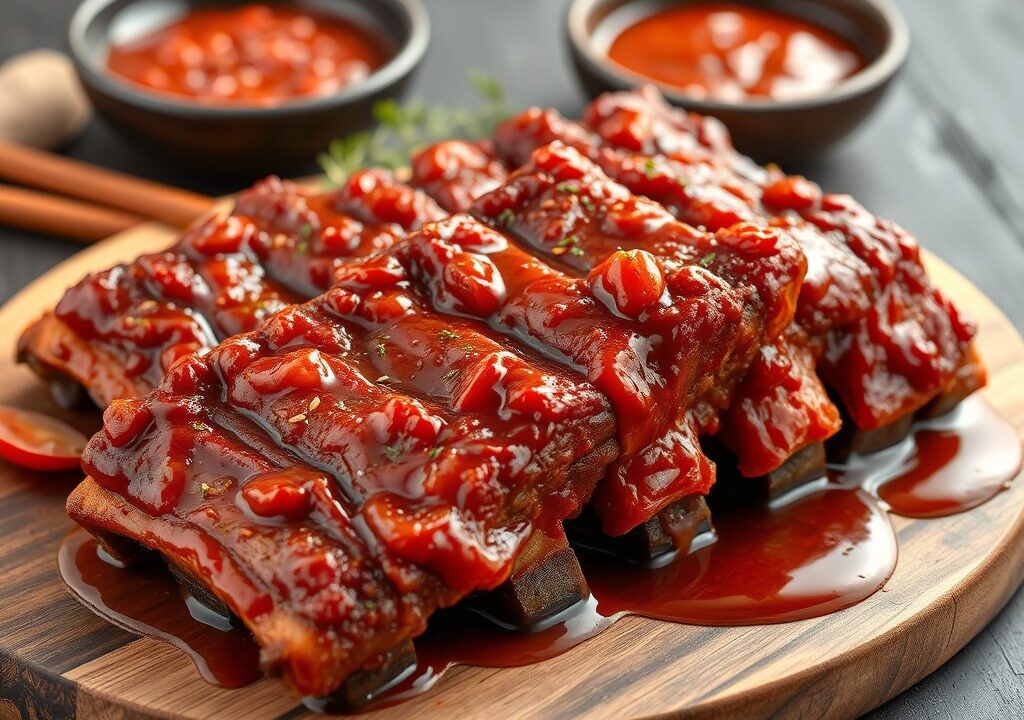 Zoete spareribs marinade en saus