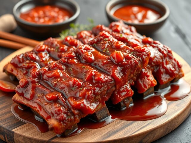 Zoete spareribs marinade en saus