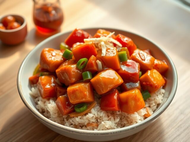 Zoetzure kip met wokgroenten