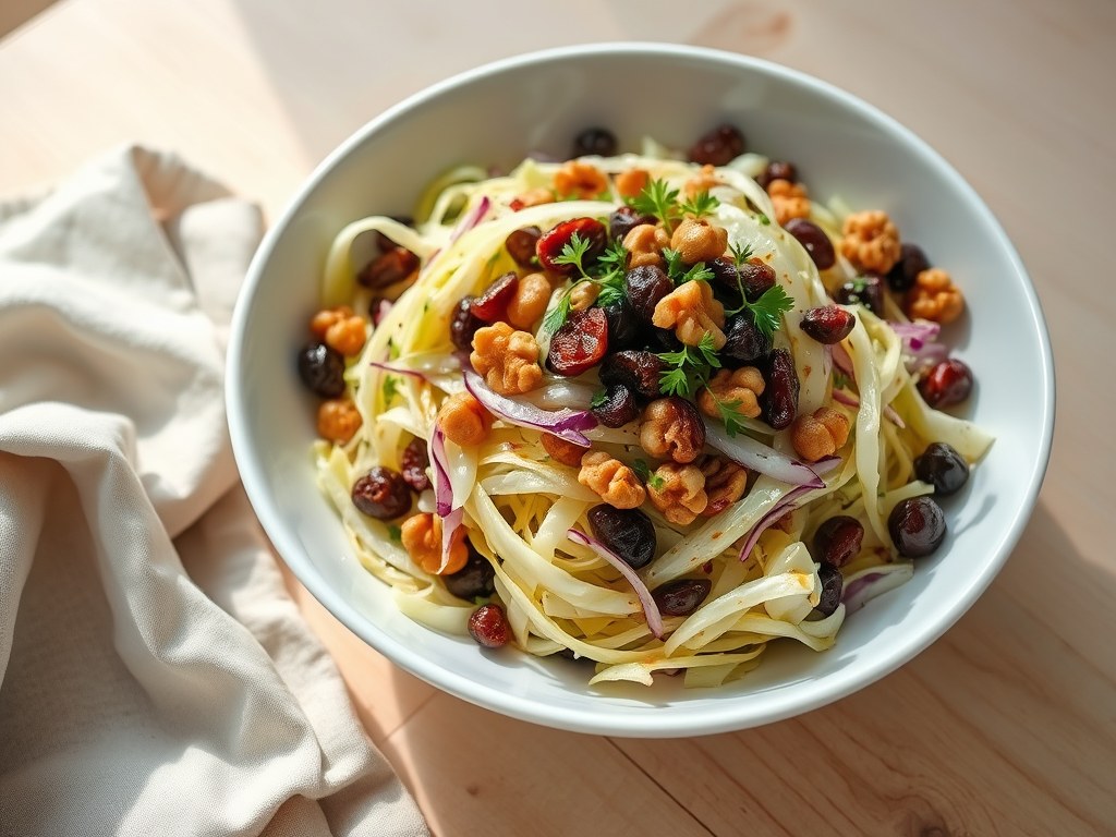 Zoetzure koolsalade, AI-gegenereerde illustratie