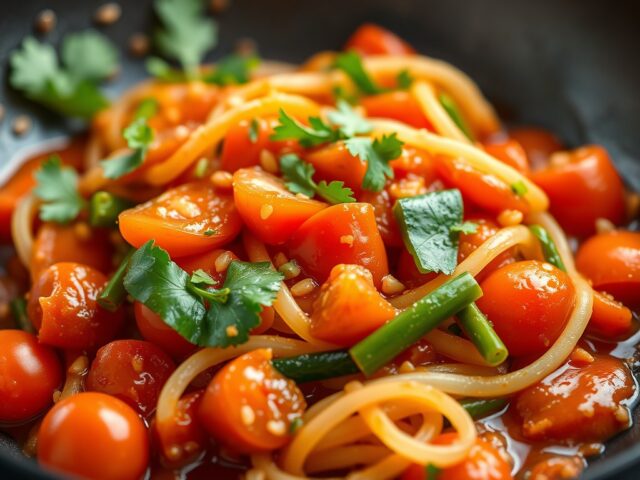 Zoetzure tomaten-gembersaus — AI-gegenereerde illustratie