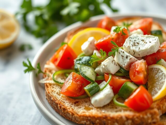 Zomersalade met brood en feta