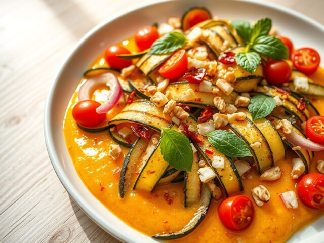 Zomerse courgettes met mangosaus