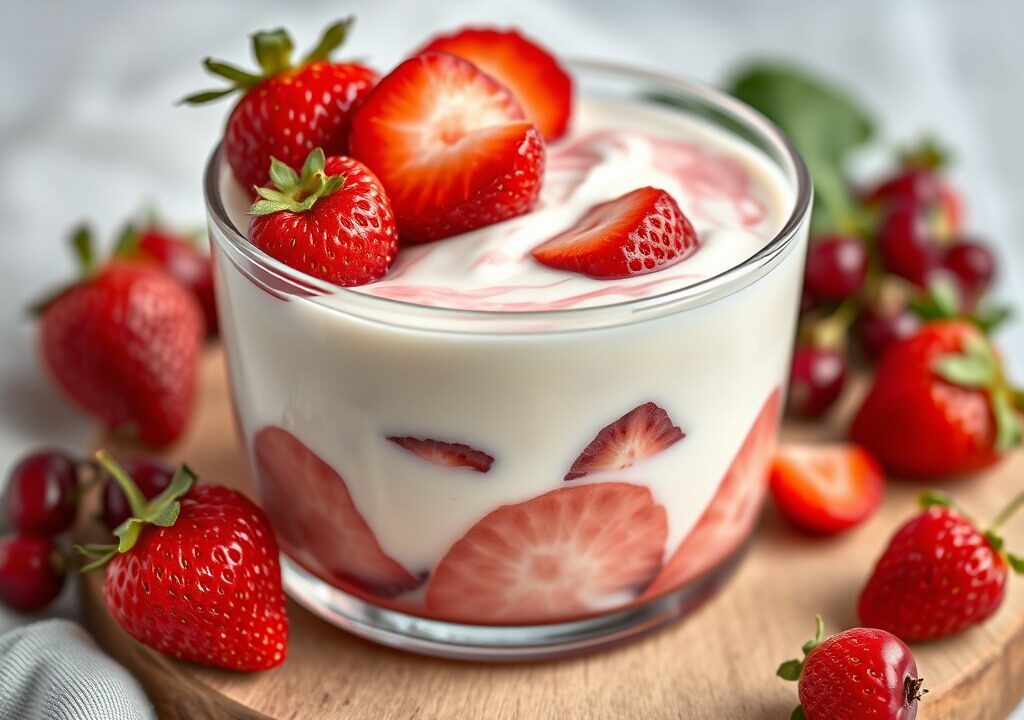 Zomerse fruityoghurt, AI-gegenereerde illustratie