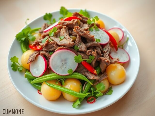 Zomerse salade met stoofvlees