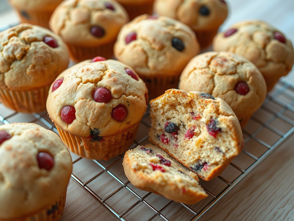 Zomervruchtenyoghurtmuffins, AI-gegenereerde illustratie