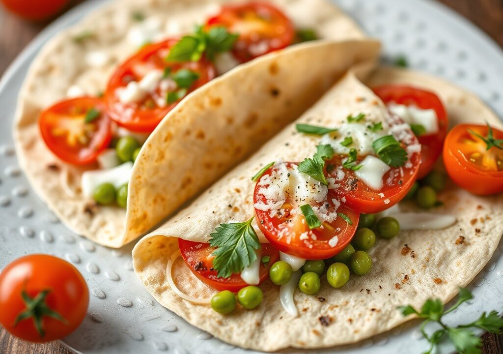 Zonnige tortilawraps, AI-gegenereerde illustratie
