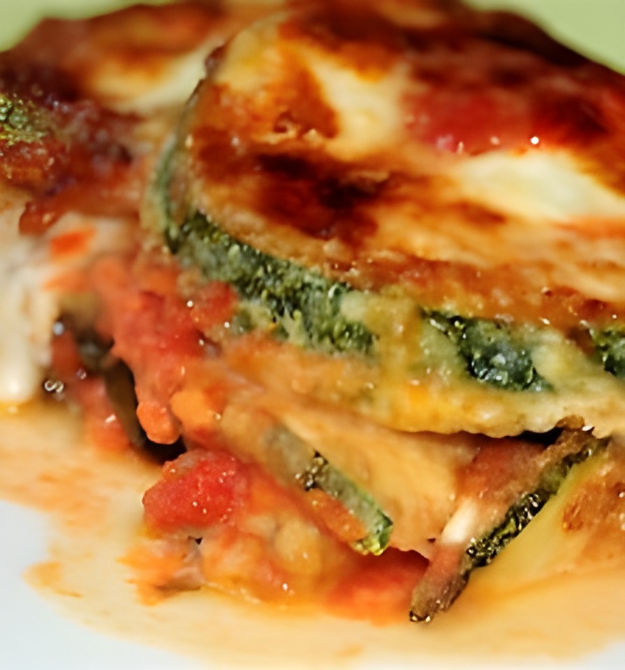 Zucchini Parmigiana vegetarische schotel courgette tomaten mozzarella