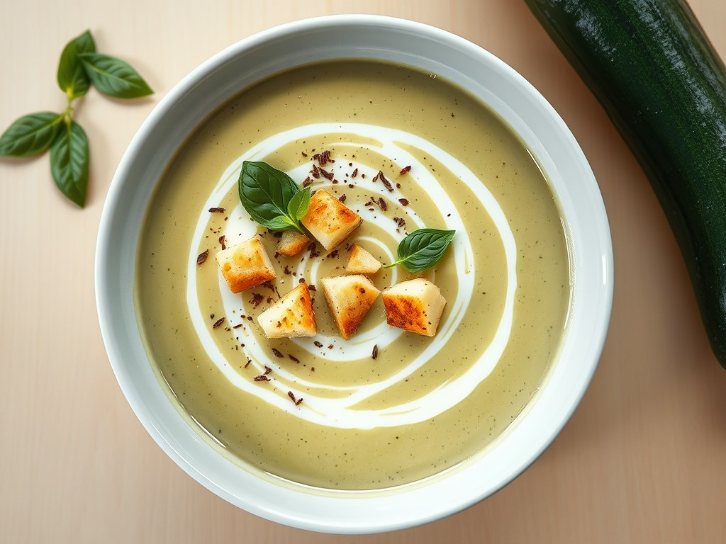 Zuppa di zucchini ( courgettesoep ), AI-gegenereerde illustratie