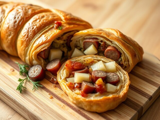 Zuurkoolstrudel met casselerrib