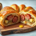 Zuurkoolstrudel met rookworst en ananas