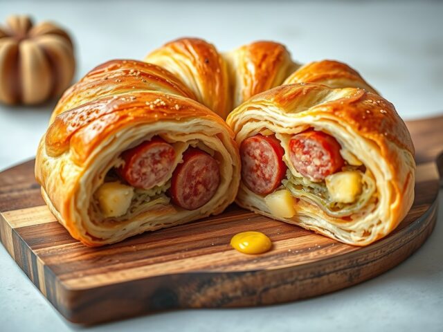 Zuurkoolstrudel met rookworst en ananas