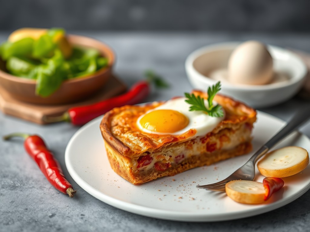 Zuurkooltaart met casselerrib, AI-gegenereerde illustratie