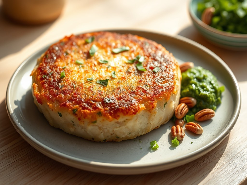 Zweedse visburger met peterseliepesto, AI-gegenereerde illustratie