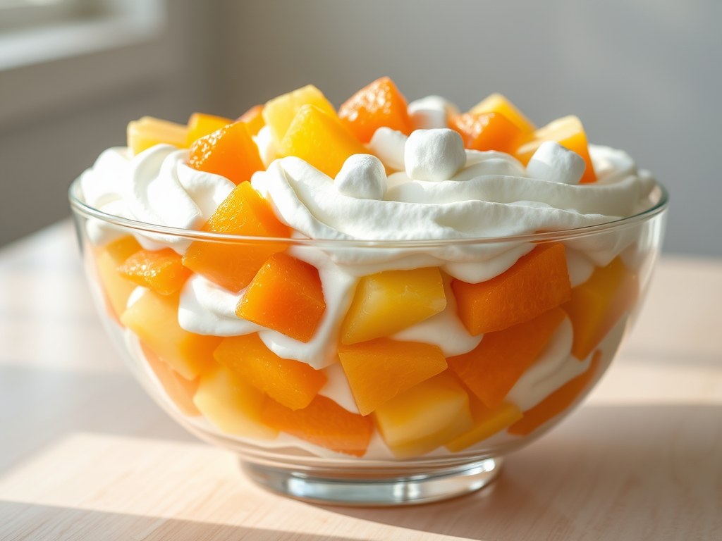 24 Hour Salade (Canadees recept), AI-gegenereerde illustratie