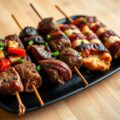 3 verschillende pittig gegrilde vleeshapjes