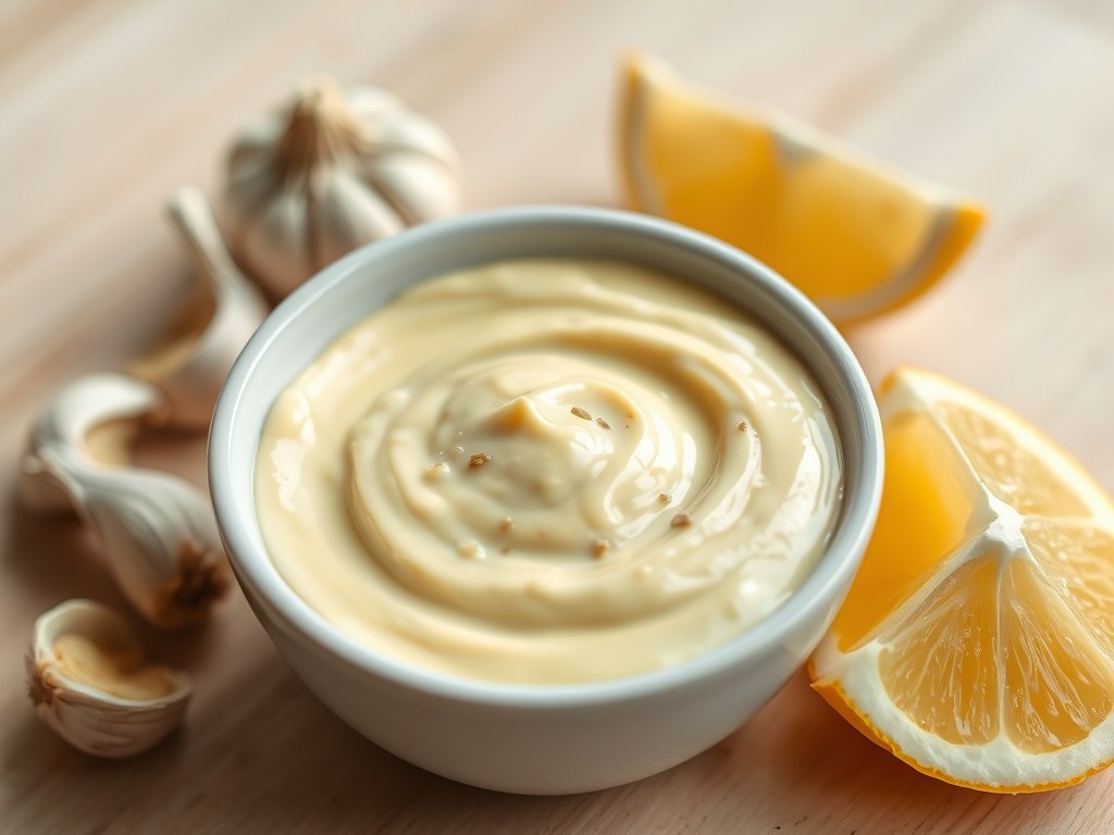 Aïoli (knoflookmayonaise), AI-gegenereerde illustratie
