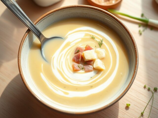 Aardappel-mosterdsoep met ham