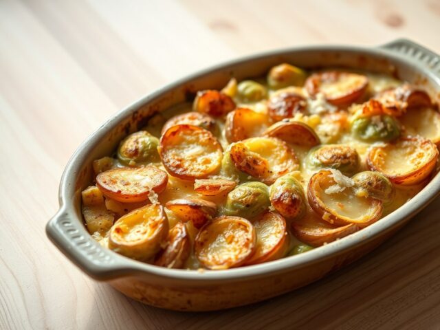 Aardappel spruitjes schotel uit de oven