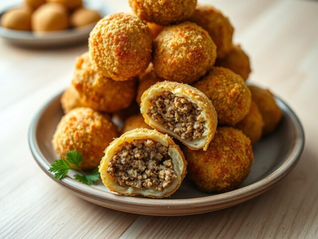 Aardappelballetjes gevuld met gehakt
