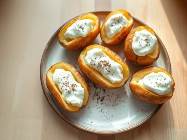 Aardappelen met creme fraiche-vulling