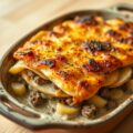 Aardappelgratin met rundgehakt en prei
