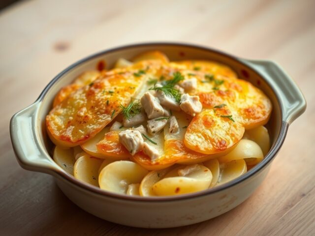 Aardappelgratin met tonijn