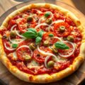 Aardappelpizza met tomaten