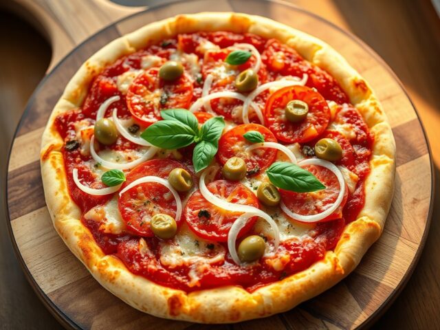 Aardappelpizza met tomaten