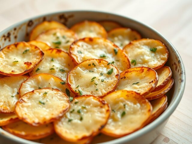 Aardappelplakjes met knoflook en kaas