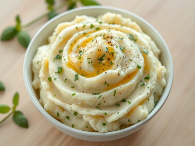 Aardappelpuree met groene kruiden